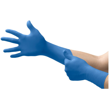 Microflex SG-375-S SafeGrip Latex Extended Cuff Length Exam Glove, Small, Blue