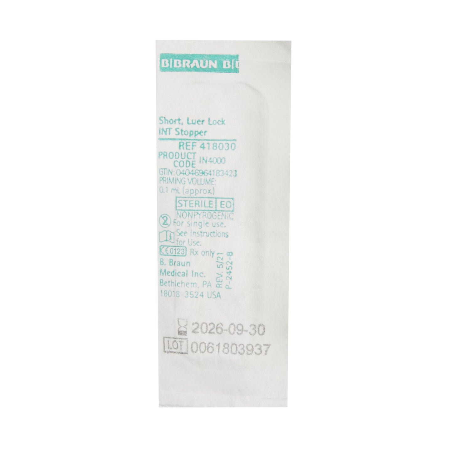 B. Braun Cap, Intermittent Injection