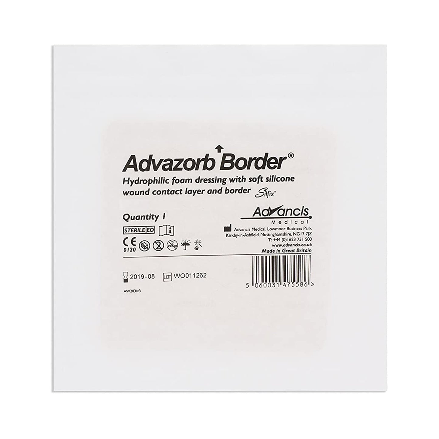 Advazorb Border® Silicone Face and Border, 6 x 6 Inch