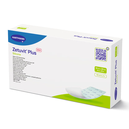 Zetuvit® Plus Silicone Super Absorbent Dressing, 4 x 8 Inch