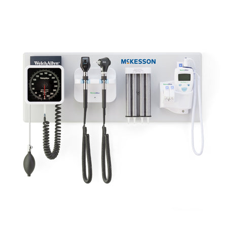 McKesson 156-4L Integrated Wall System LED Coaxial Ophthalmoscope / LED MacroView Basic Otoscope / BP Aneroid