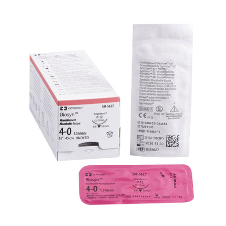Covidien SM-5627 Biosyn Polyester Absorbable Suture with Needle, Precision Reverse Cutting