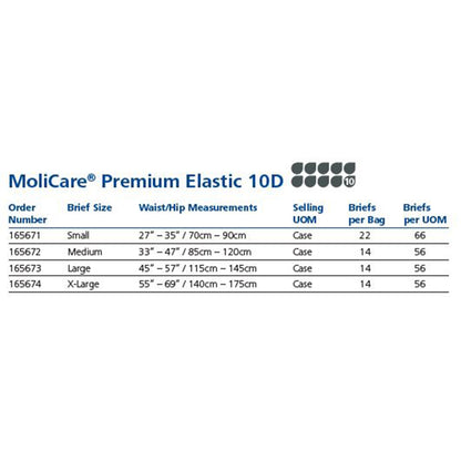 MoliCare® Premium Elastic 10 Drop Absorbency Incontinence Briefs, Small