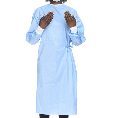 O&M Halyard Inc 99284 Halyard Basics Non-Reinforced Surgical Gown with Towel, Large, Blue