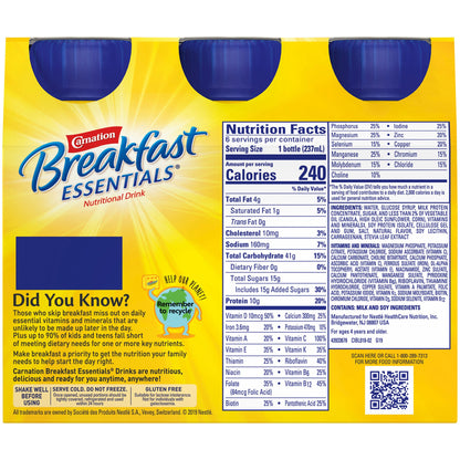 Carnation Breakfast Essentials® Vanilla Nutritional Drink, 8-ounce bottle
