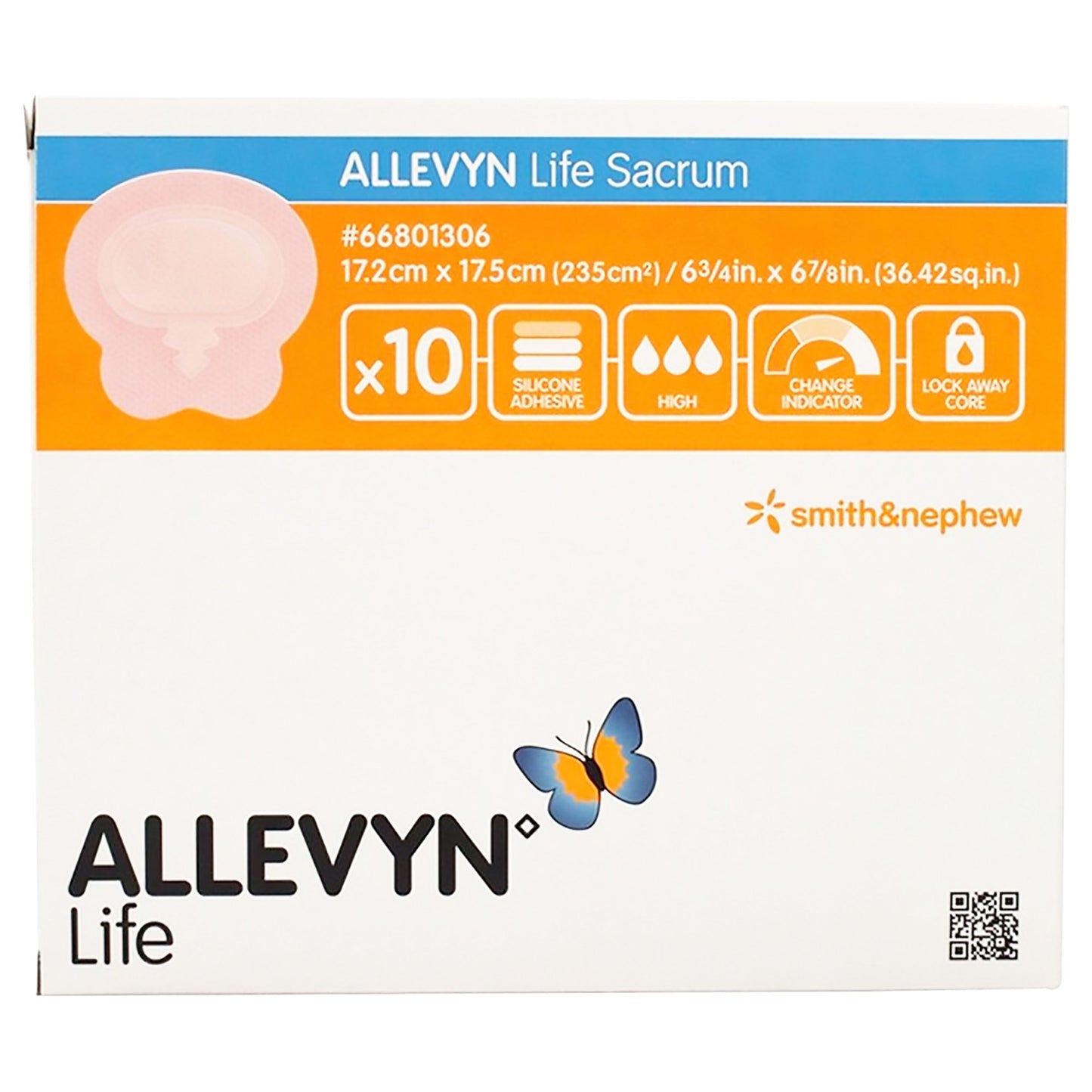 Allevyn Life Sacrum Foam Dressing, 17.2 x 17.5 Centimeters by Smith & Nephew product image