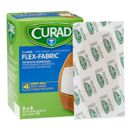 Medline NON25524 Curad Flex-Fabric Tan Adhesive Strip, 2 x 4 Inch