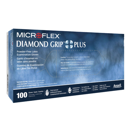Microflex DGP-350-S Diamond Grip Plus Latex Gloves, Small, White