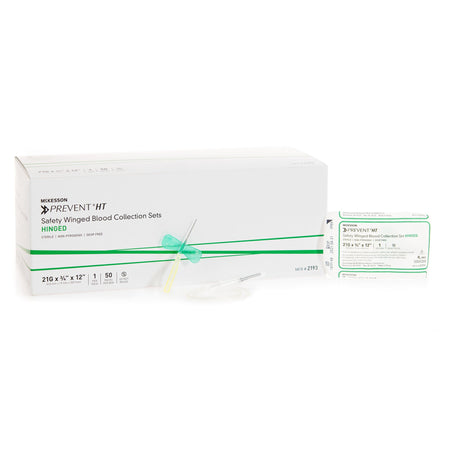 McKesson 2193 Prevent Blood Collection Set, 21 Gauge, ¾-inch needle length