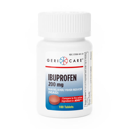 Geri-Care 941-01-GCP 200mg Ibuprofen Tablets, Pain Reliever, Fever Reducer