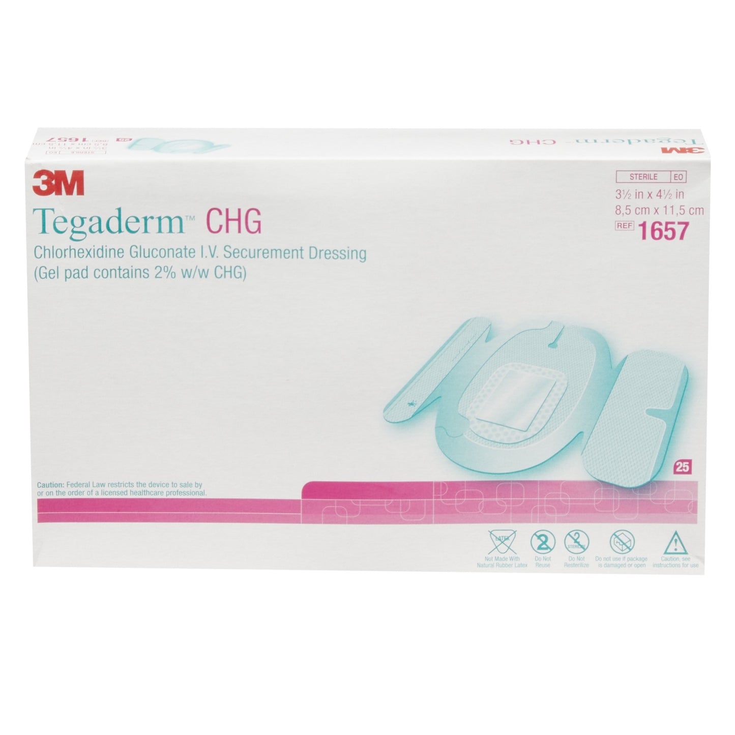 3M™ Tegaderm™ CHG I.V. Securement Dressing, 3½ x 4½ Inch