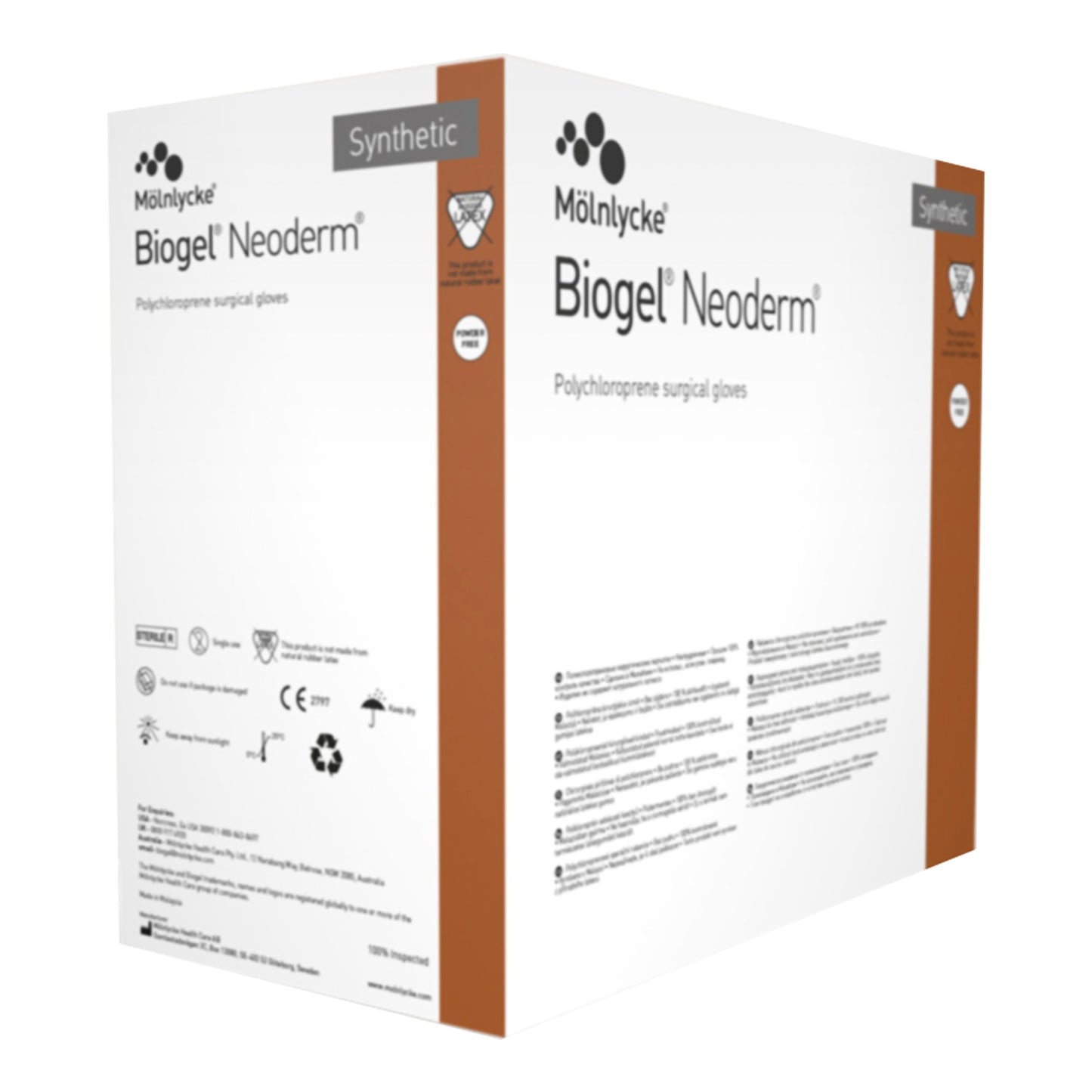 Biogel 42975 NeoDerm Polychloroprene Surgical Glove, Size 7.5, Light Brown, Sterile Molnlycke