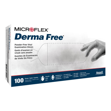 Microflex DF-850-XL Derma Free Vinyl Exam Glove, Extra Large, Clear