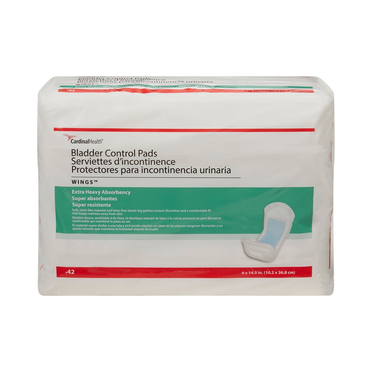 Sure Care™ Bladder Control Pads, Extra Heavy Absorbency, 4 x 14.5 Inch