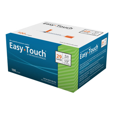 MHC Medical 829555 EasyTouch Standard Insulin Syringe with Needle, 29 Gauge, 1/2 Inch