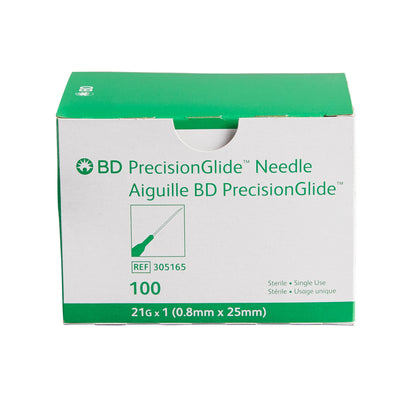 PrecisionGlide™ Hypodermic Needle, 21 Gauge, 1 Inch Length