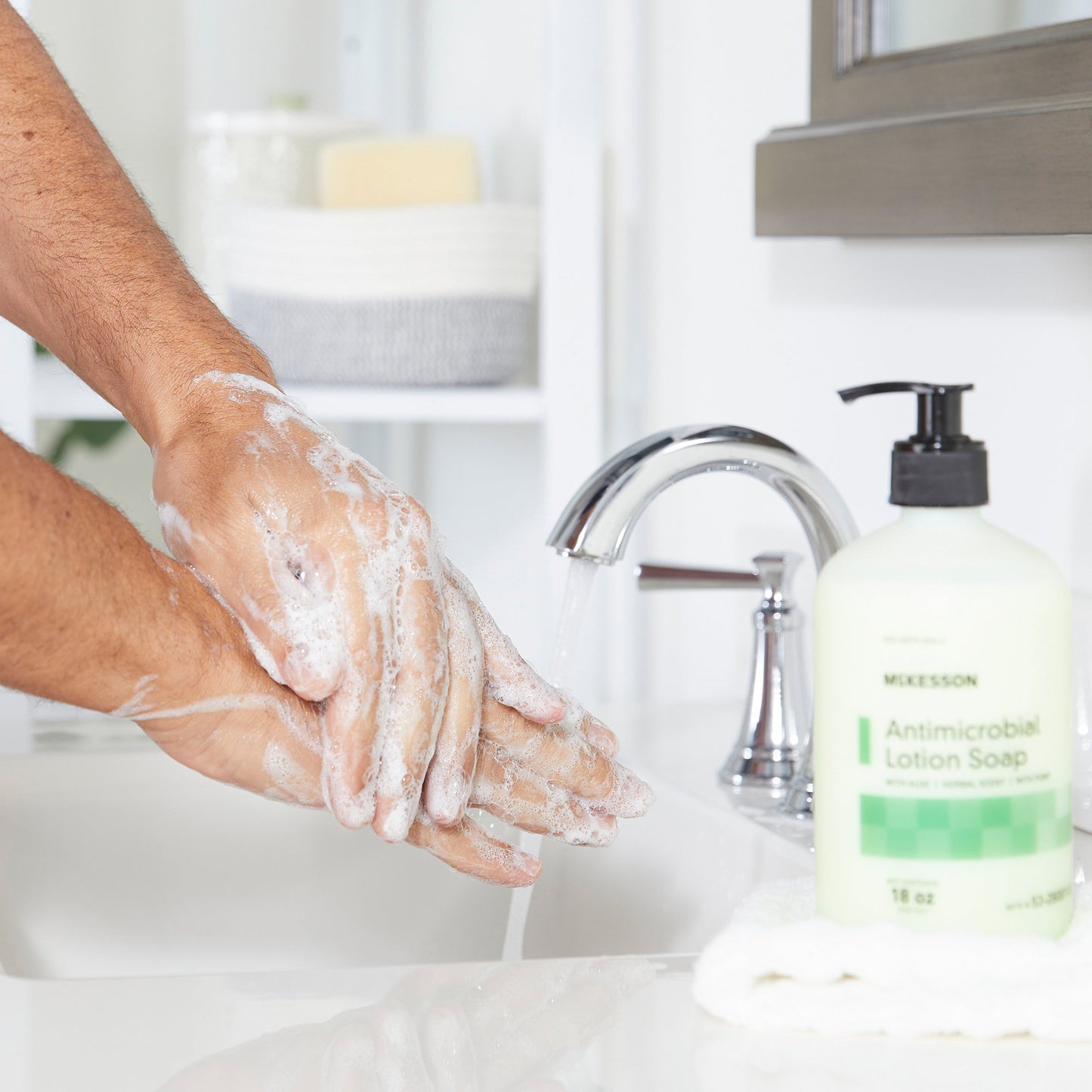 McKesson Antimicrobial Lotion Soap, Herbal Scent, 18-ounce Pump Bottle