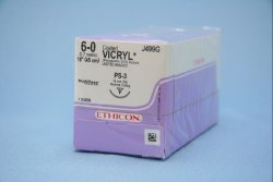 Ethicon J499G Coated Vicryl Polyglactin 910 Absorbable Suture with Needle, Reverse Cutting Braided