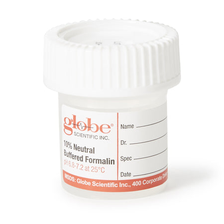 Globe Scientific 6518FL Click-It Prefilled Formalin Container, 10 mL Fill in 20 mL