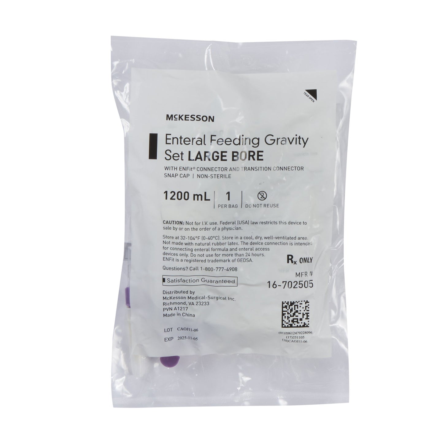 McKesson Gravity Feeding Bag Set, 1200 mL