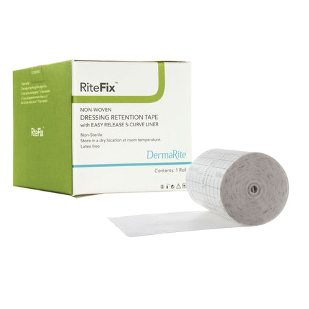 DermaRite 68111 RiteFix Nonwoven Dressing Retention Tape, 1 Inch x 11 Yard, White