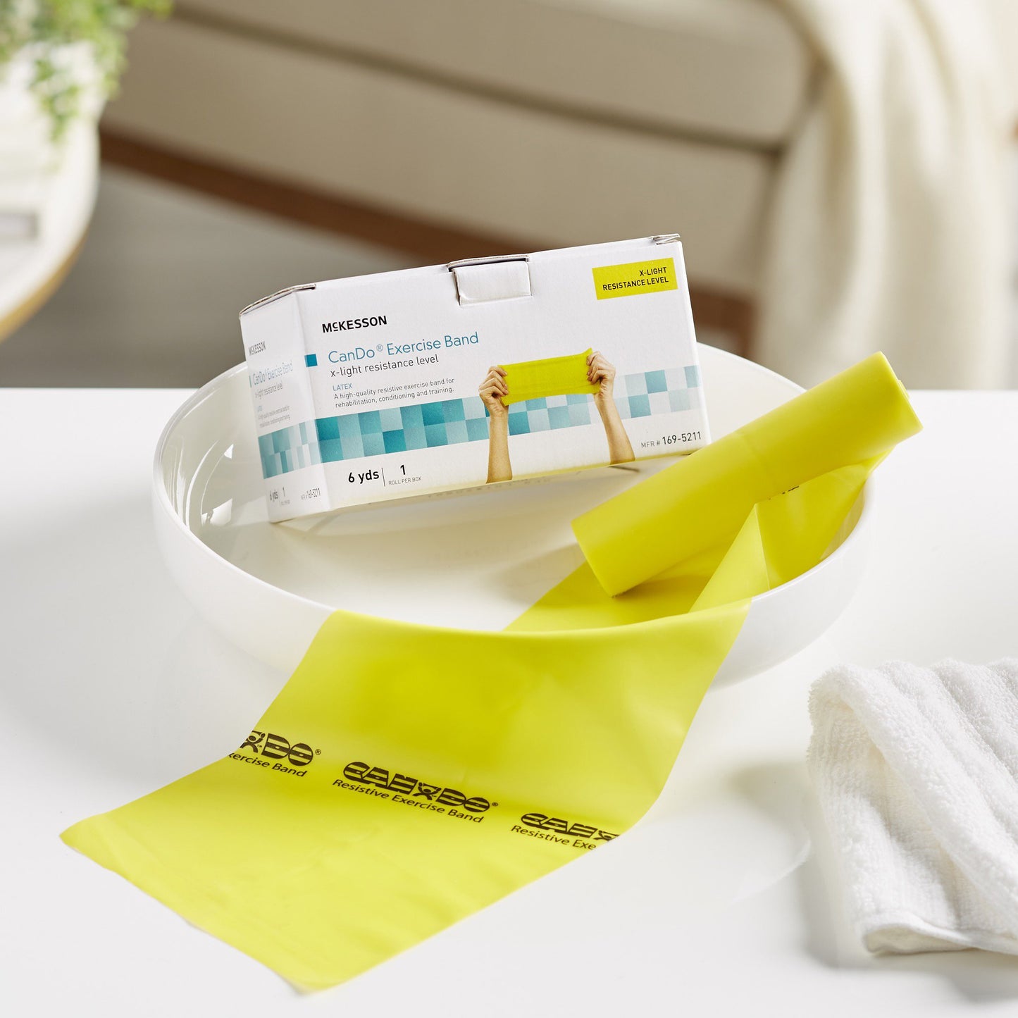 McKesson Exercise Resistance Band, Yellow, 5" x 6 Yard, Extra-Light Resistance