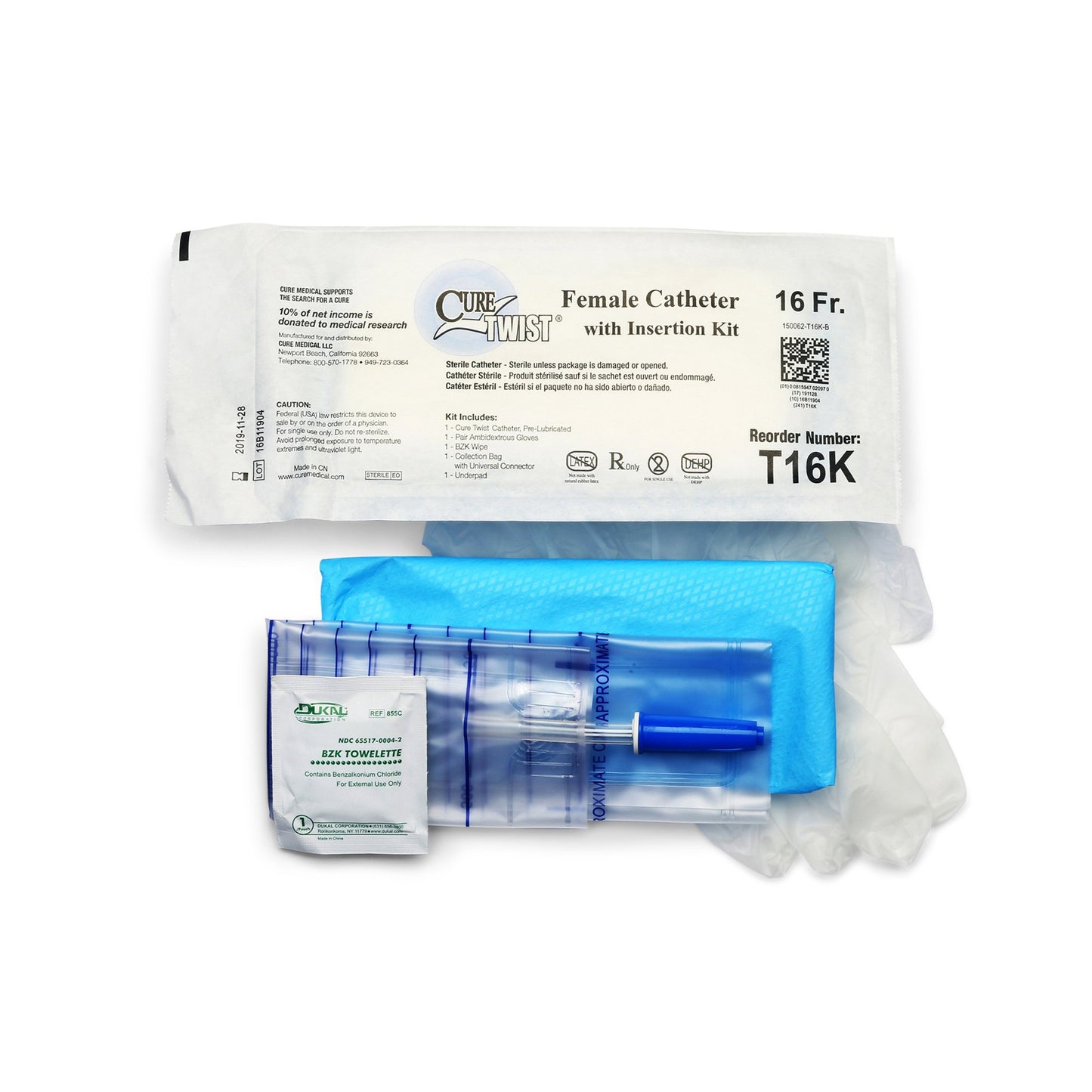 Cure Twist® Intermittent Catheter Kit, 16 Fr.
