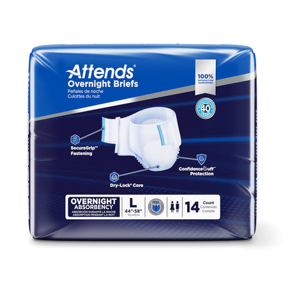 Attends® Briefs with Overnight Protection, Large