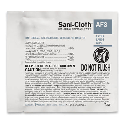 Sani-Cloth® AF3 Germicidal Extra Large Disinfectant Wipes, 11.5 x 11.75 Inch