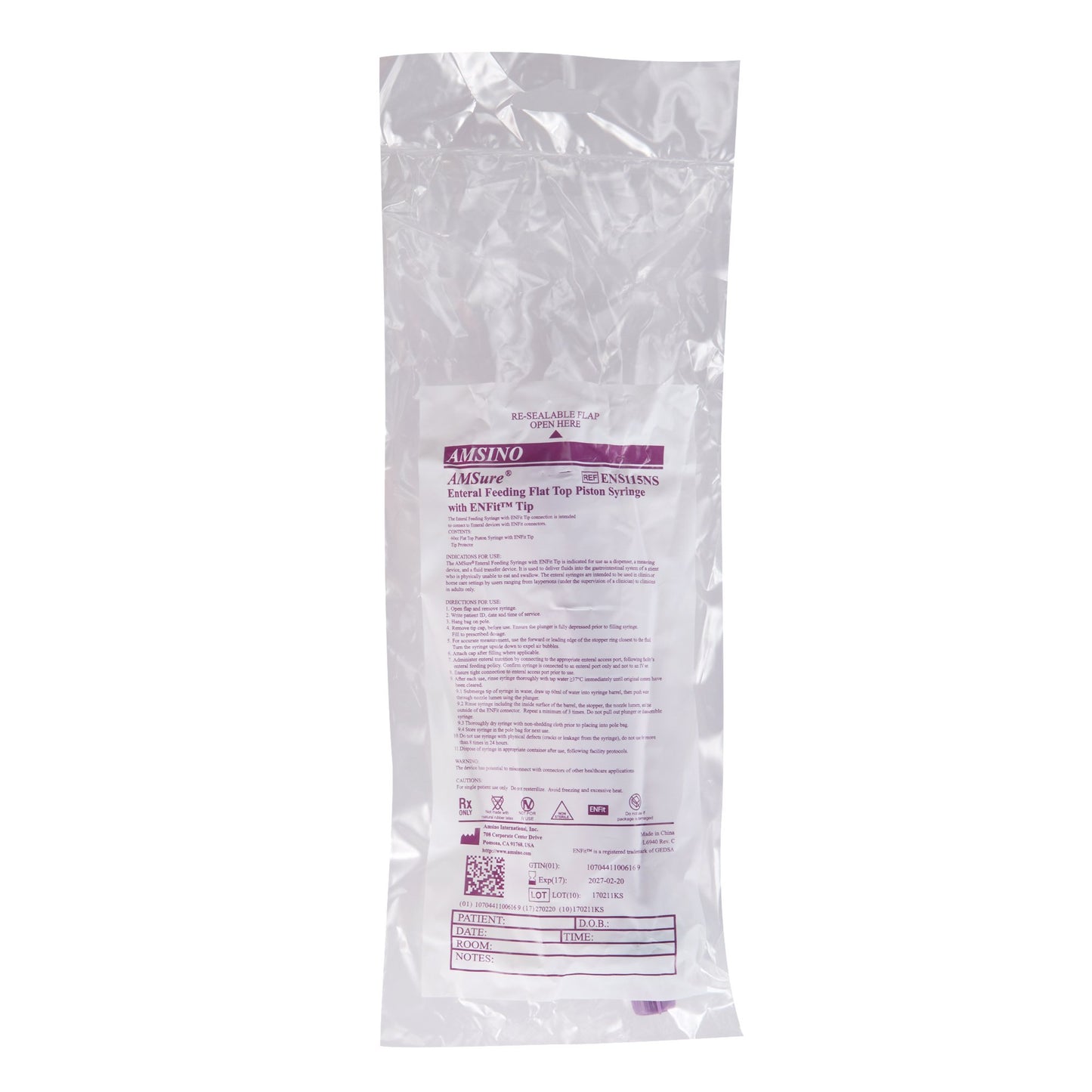 Enteral / Oral Syringe AMSure® 60 mL Enfit Tip Without Safety