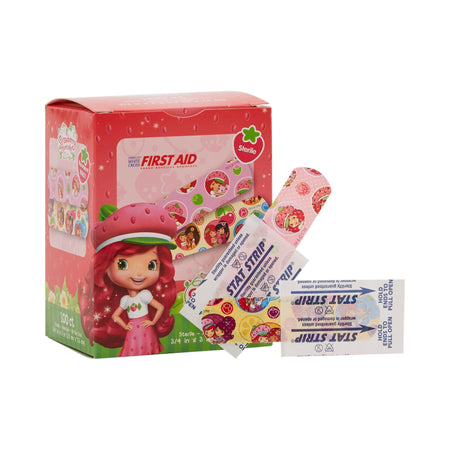 Dukal 10851 American White Cross Stat Strip Strawberry Shortcake Design Adhesive Strips