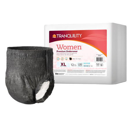 Tranquility 2047 Absorbent Underwear, X-Large, Pull On with Tear Away Seams, Black