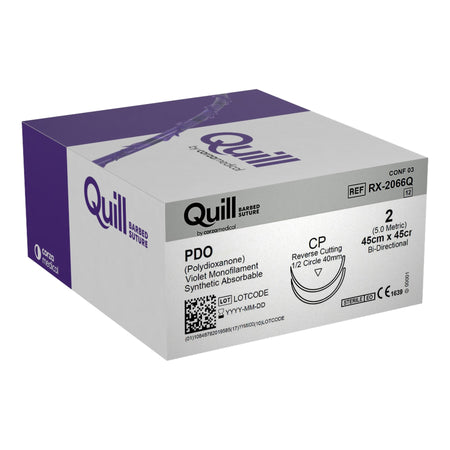 Surgical Specialties RX-2066Q Quill Polydioxanone Absorbable Barbed Suture with Needle, Reverse Cutting