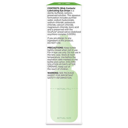 Blink Contacts Purified Water / Sodium Chloride Contact Lens Solution, 0.34 oz.