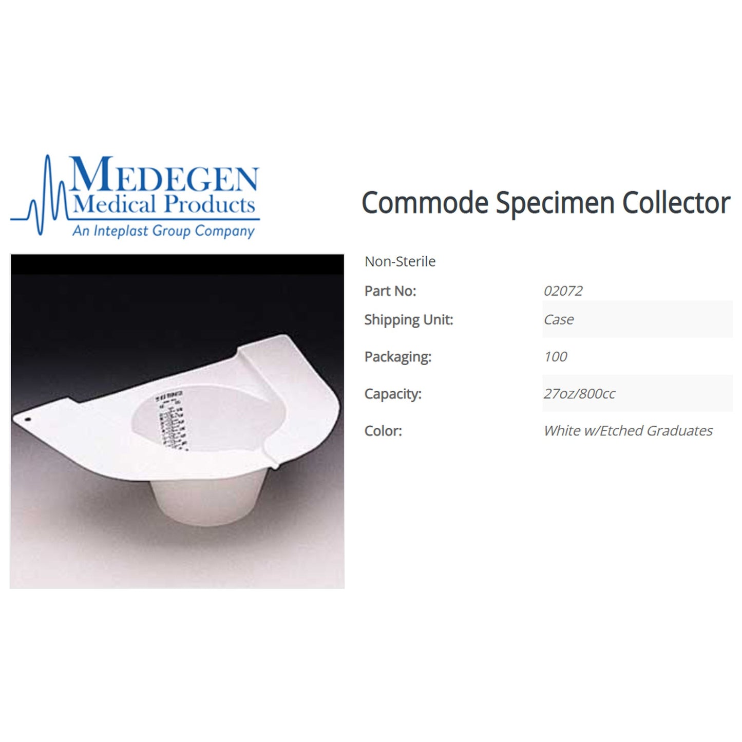 Gent-L-Pan® Commode Specimen Collector, 800 mL