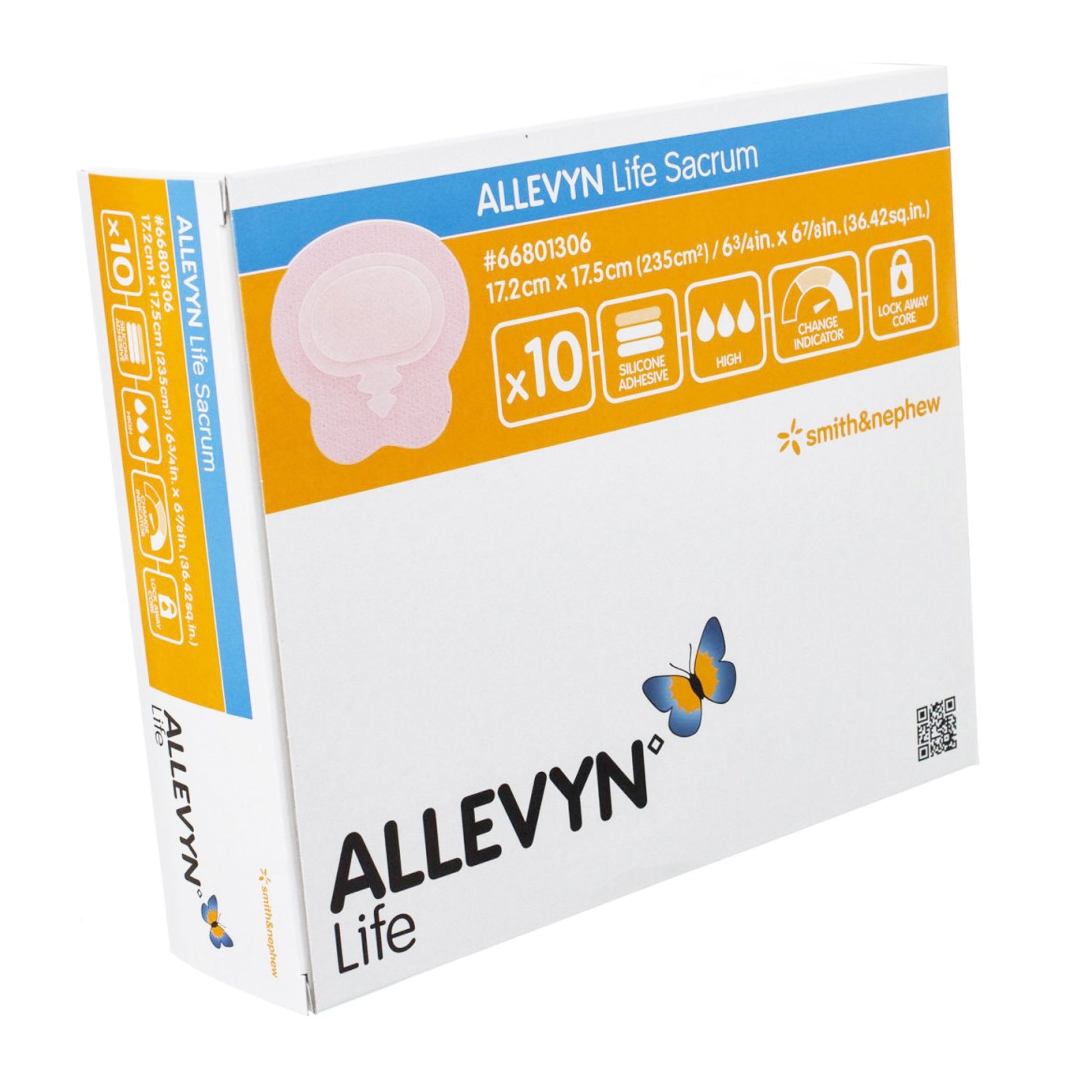 Allevyn Life Sacrum Foam Dressing, 17.2 x 17.5 Centimeters by Smith & Nephew product image - view 3
