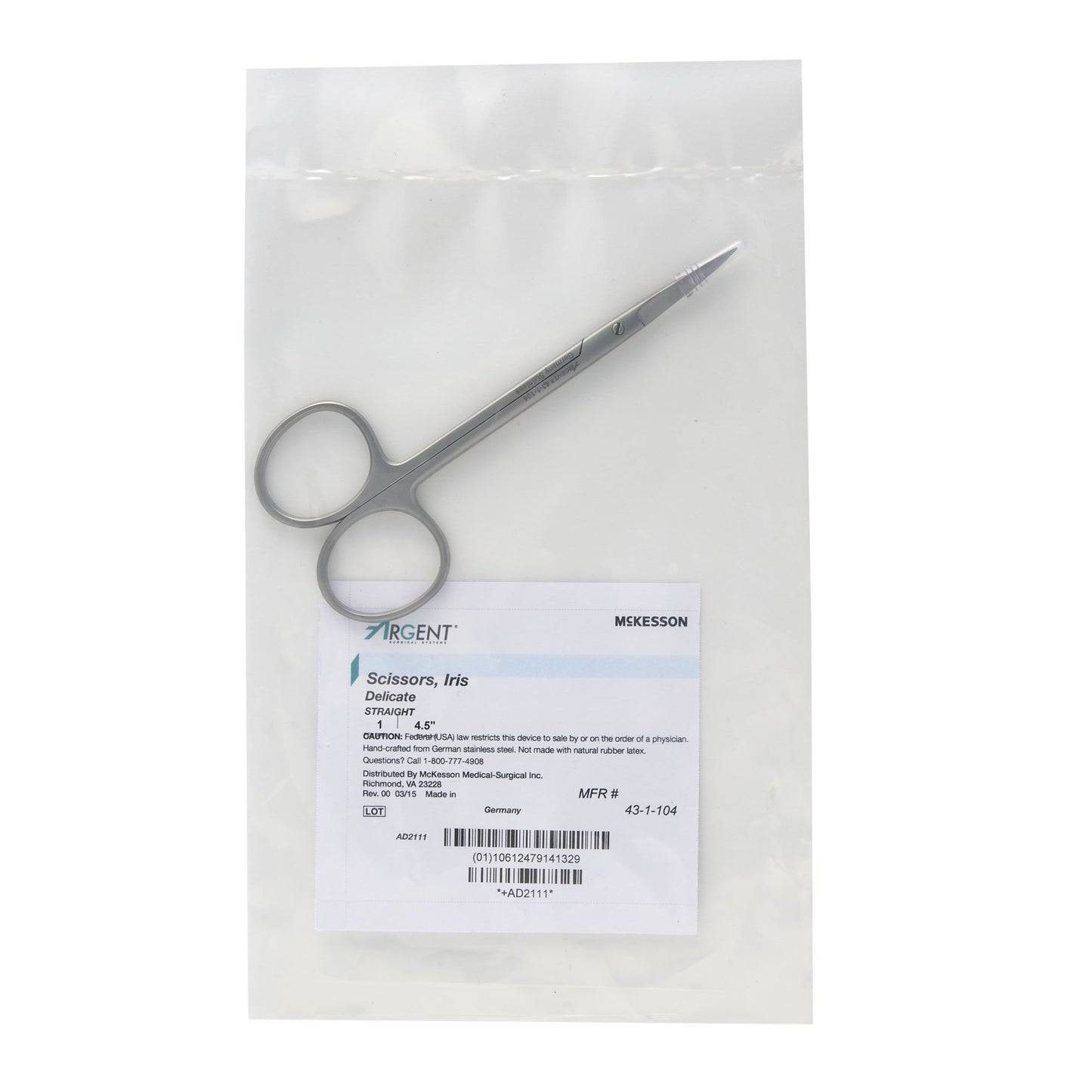 McKesson Argent™ Iris Scissors, 4½ Inches Straight