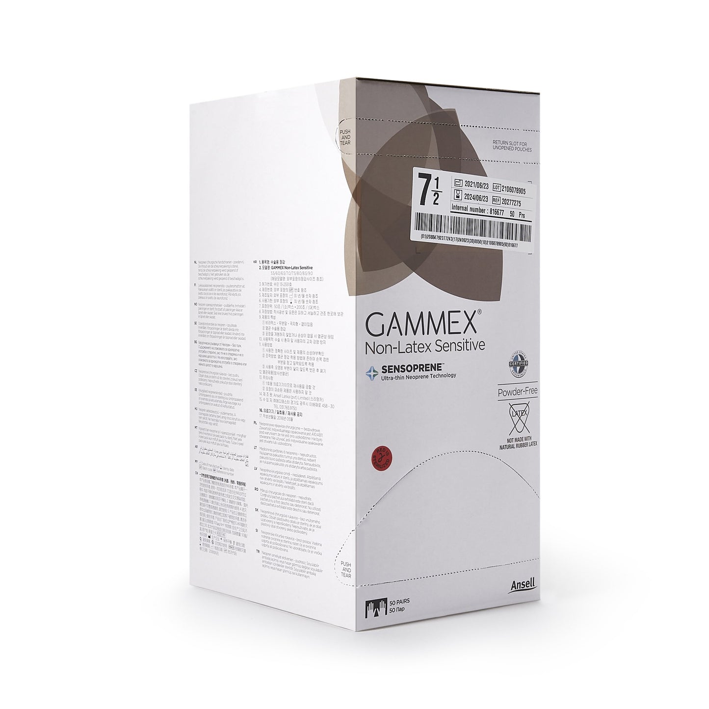Gammex® Non-Latex Sensitive Polychloroprene Surgical Glove, Size 7-1/2, Cream