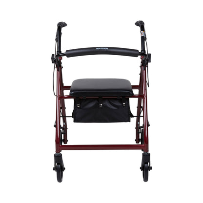 McKesson Folding Aluminum Four-Wheel Rollator, Red