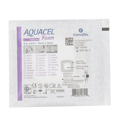 Convatec 420680 Aquacel® Silicone Adhesive with Border Silicone Foam Dressing, 4 x 4 Inch