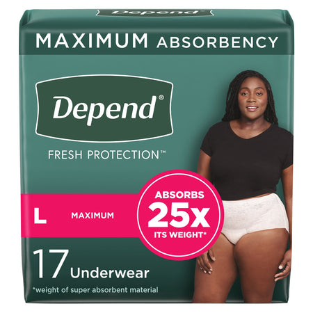 Kimberly-Clark 48124 Depend Fresh Protection Women's Maximum Absorbency Underwear, Large
