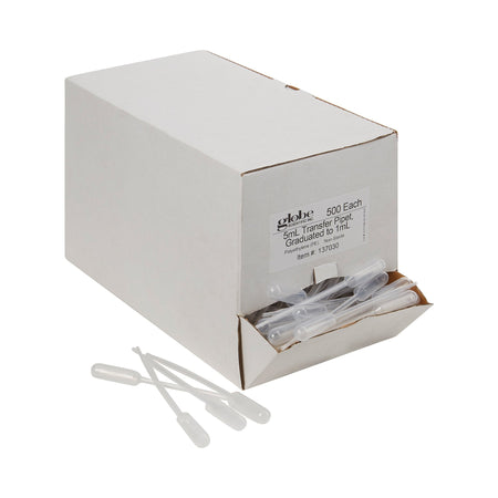 Globe Scientific 137030 Transfer Pipette, 5 mL, 3.4 mL Draw Volume