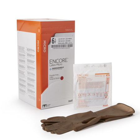 Ansell 5787002 Encore Latex Micro Surgical Glove, Size 6.5, Brown