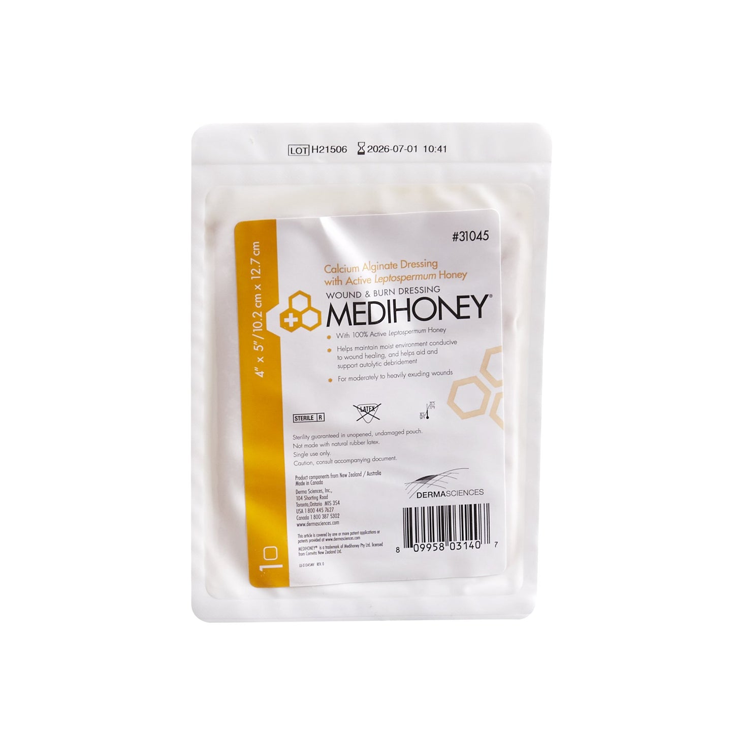 Medihoney® Calcium Alginate Dressing, 4 x 5 Inch