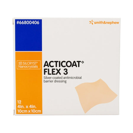 Smith & Nephew 66800406 Acticoat Flex 3 Silver Dressing, 4 x 4 Inch
