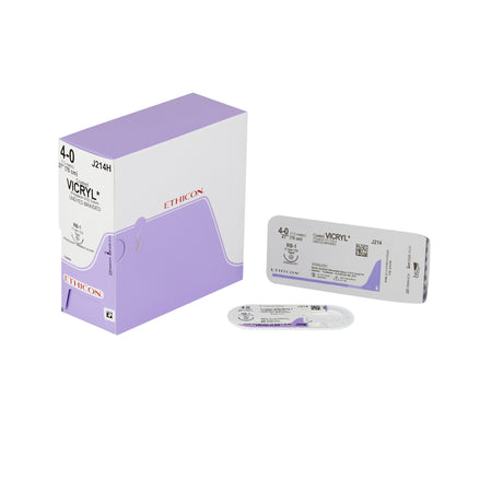 Ethicon J214H Coated Vicryl Polyglactin 910 Absorbable Suture with Needle, Taper Point Braided