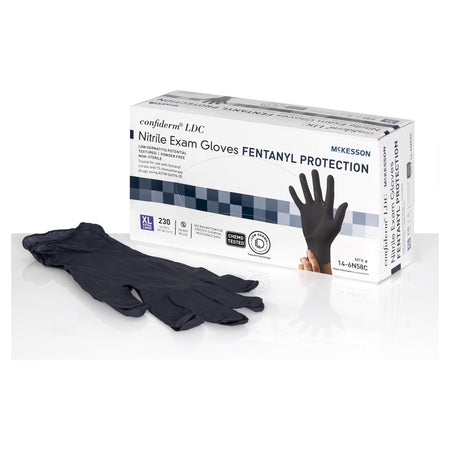 McKesson 14-6N58C Confiderm LDC Nitrile Exam Glove, Extra Large, Black