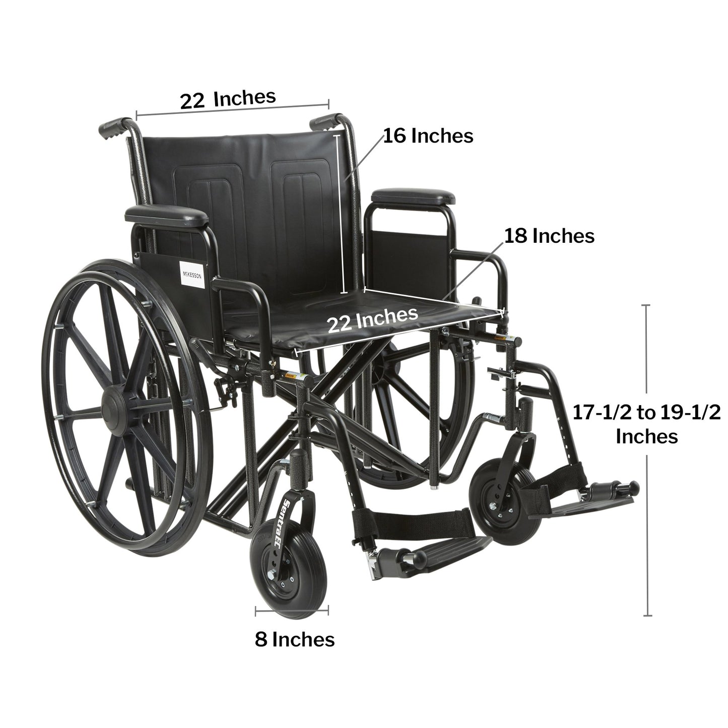 McKesson Bariatric Wheelchair, 22 Inch Seat Width