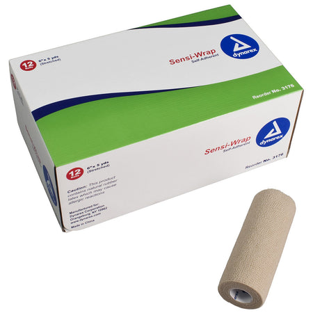 Dynarex 3176 Sensi-Wrap Self-adherent Closure Cohesive Bandage, 6 Inch x 5 Yard