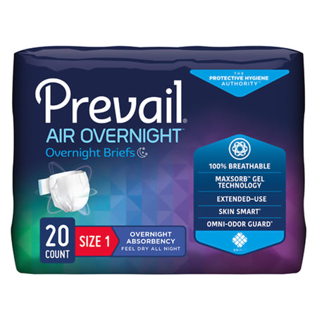 First Quality NGX-012/1 Prevail Air Overnight Briefs Overnight Absorbency, Size 1